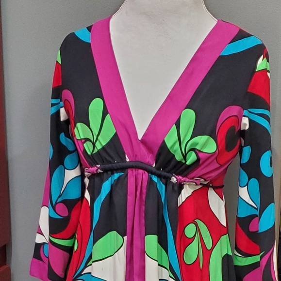 🍎2 Items/$12 Nicole vibrant bell sleeve Boho style dress size 6 - Picture 3 of 7